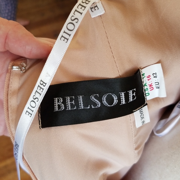Belsoie Bridal Peach Bridesmaids Dress Size 14 - Picture 7 of 8
